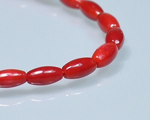 Oval Red Coral (Dyed) Beads 3.5x6mm | Sold By 1 Strand(7.5-8") | BS0012